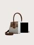 Small Square Bag Colorblock Geometric Pattern Letter Graphic