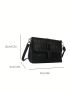 Small Flap Square Bag Crocodile Embossed Buckle Decor Black