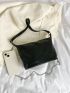 Small Bucket Bag Litchi Embossed Button Decor Black