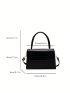 Medium Flap Square Bag Embossed Detail Minimalist Black