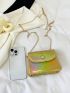 Mini Flap Square Bag Button Decor Holographic Funky