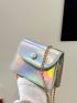 Mini Flap Square Bag Button Decor Holographic Funky