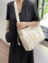 Medium Hobo Bag Star Patch Decor Nylon