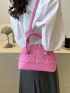 Small Dome Bag Quilted Pattern Solid Pink