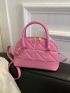 Small Dome Bag Quilted Pattern Solid Pink