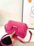 Small Flap Square Bag Embossed Detail Neon Pink Funky