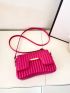 Small Flap Square Bag Embossed Detail Neon Pink Funky