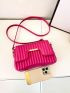 Small Flap Square Bag Embossed Detail Neon Pink Funky
