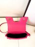 Small Flap Square Bag Embossed Detail Neon Pink Funky