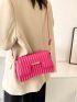 Small Flap Square Bag Embossed Detail Neon Pink Funky