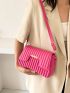 Small Flap Square Bag Embossed Detail Neon Pink Funky