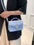 Mini Flap Square Bag Embossed Detail Metal Decor