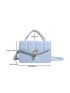 Mini Flap Square Bag Embossed Detail Metal Decor