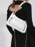Beige Baguette Bag Chain Strap Fashionable With Inner Pouch
