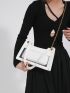 Beige Baguette Bag Chain Strap Fashionable With Inner Pouch