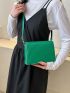 Mini Square Bag Green Fashionable Flap Adjustable Strap