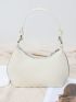 White Hobo Bag Ruched Detail With Zipper For Daily