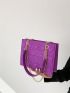 Quilted Square Bag Letter Embossed Chain Strap For Daily