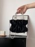 Mini Ruched Bag Black Top Handle For Daily