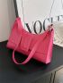 Small Baguette Bag Pink Fashionable Shoulder Bag For Daily