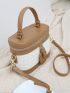 Mini Houndstooth Pattern Bucket Bag Colorblock Top Handle For Daily