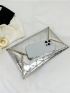 Rhombus Pattern Envelope Bag Silver Funky Metal Decor Clutch Bag