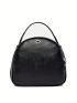Mini Novelty Bag Black Zipper Front Decor Top Handle For Daily