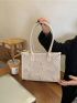 Raw Hem Detail Square Bag Zip Front With Crossbody Bag