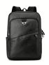 Medium Functional Backpack Zip Front Metal Decor Solid Black