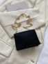 Mini Flap Square Bag Embossed Detail Solid Black Chain