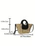 Large Straw Bag Two Tone Drawstring Design