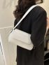 Medium Flap Baguette Bag Minimalist White Adjustable Strap