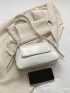Medium Flap Baguette Bag Minimalist White Adjustable Strap