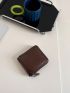 Zipper Card Holder PU Minimalist Solid Black