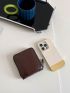 Zipper Card Holder PU Minimalist Solid Black