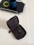 Zipper Card Holder PU Minimalist Solid Black