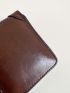 Zipper Card Holder PU Minimalist Solid Black