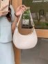 Small Hobo Bag Solid Color With Zipper Minimalist