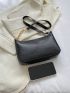 Small Hobo Bag Embossed Detail Black Minimalist