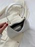 Small Hobo Bag Crocodile Embossed Minimalist White