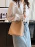 Litchi Embossed Bucket Bag With Inner Pouch Minimalist