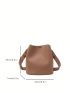 Litchi Embossed Bucket Bag With Inner Pouch Minimalist