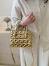 8.2inch Long 3.5inch Wide 6.4inch High PU Solid Color Quilted Handbag