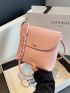 Mini Flap Bucket Bag Litchi Embossed Letter Graphic