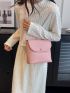 Mini Flap Bucket Bag Litchi Embossed Letter Graphic