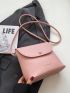 Mini Flap Bucket Bag Litchi Embossed Letter Graphic