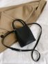 Mini Bucket Bag Embossed Detail Minimalist Black