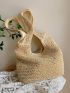 Large Capacity Straw Bag Double Handle Vacation Style