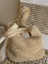 Large Capacity Straw Bag Double Handle Vacation Style