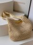 Large Capacity Straw Bag Double Handle Vacation Style